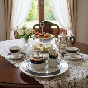 Mikasa Blue and Gold Dining Set